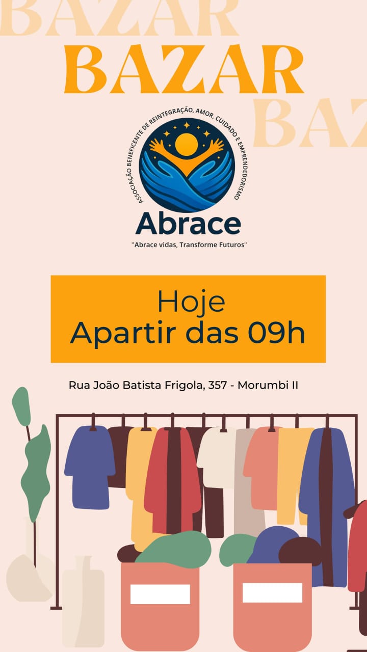 Arte de divulgação do Bazar da ABRACE